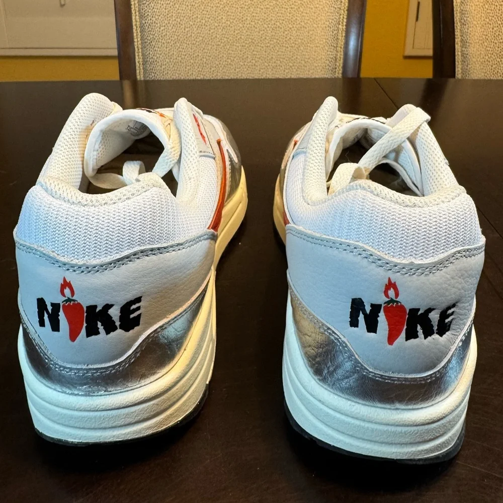 New Nike Air Max 1 Premium White Silver Sneaker Shoes Size US 10 - Picture 10 of 14